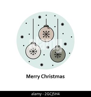 Vector Christmas illustration. New Year color outline icon. Christmas Tree toy Stock Vector