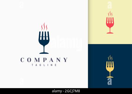 Club or cafe logo in cigarette and wineglass shape with luxury Stock Vector