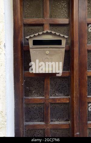mailbox detail; door with mailbox Stock Photo