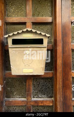 mailbox, mail, letters,mailbox detail; door with mailbox Stock Photo