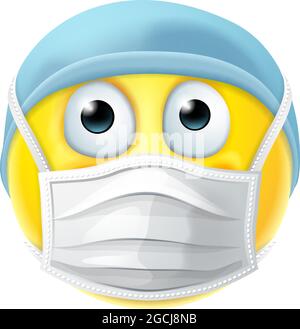 Emoticon Emoji PPE Doctor Nurse Medical Mask Icon Stock Vector