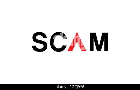 SCAM typography icon logo design vector illustration symbol Stock Vector