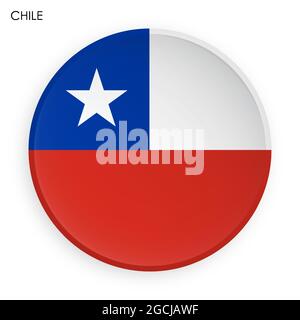 Chile flag icon in modern neomorphism style. Button for mobile application or web. Vector on white background Stock Vector
