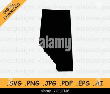 Map of Canada in black, Alberta is highlighted in red Stock Vector ...