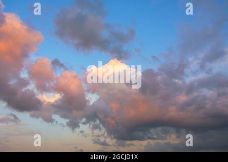 Dramatic sky light cumulus clouds before storm Stock Photo