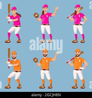 Girl playing baseball cartoon colored clipart Vector Image