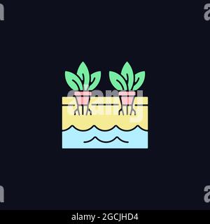 Hydroponics RGB color icon for dark theme Stock Vector