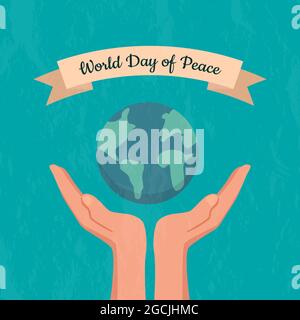 Hands support the planet earth, take care  Stock Vector