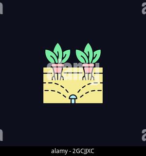 Aeroponics RGB color icon for dark theme Stock Vector