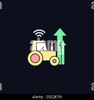 Agricultural modernization RGB color icon for dark theme Stock Vector