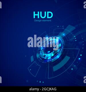 HUD design element. Head-up display futuristic digital technology. Sci fi or cyberspace visualization. Vector illustration Stock Vector