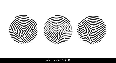 Circle Unique Fingerprint icon design for app isolated on white background. Finger print flat scan. Vector illustration Stock Vector