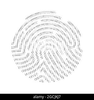 Fingerprint digital identification. Circle unique fingerprint icon design for app isolated on white background. Vector illustration Stock Vector