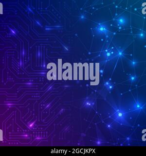 Futuristic circuit board. Electronic motherboard and abstract network. Communication and engineering concept. Digital technology background. Vector il Stock Vector