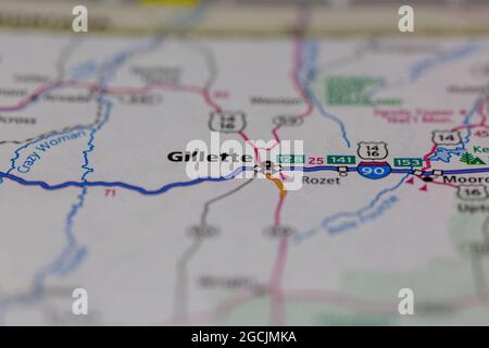 Gillette Wyoming USA shown on a road map or Geography map Stock Photo ...