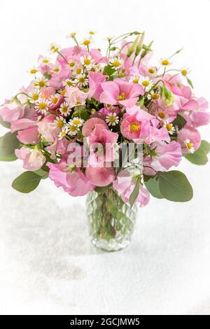 botany, filmier spring-like bouquet in pink, FOR GREETING/POSTCARD-USE IN GERM.SPEAK.C CERTAIN RESTRICTIONS MAY APPLY Stock Photo