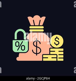 Fixed deposit RGB color icon for dark theme Stock Vector