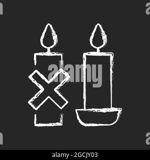 Use candleholder chalk white manual label icon on dark background Stock Vector