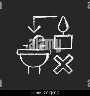 Never throw hot wax down sink chalk white manual label icon on dark background Stock Vector