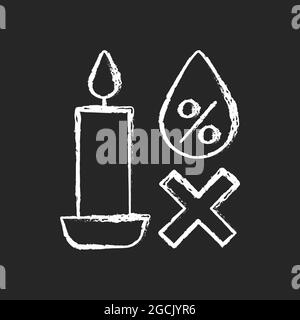 Keeping candles in dry spot chalk white manual label icon on dark background Stock Vector