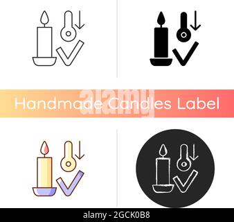 Candles storage at room temperature manual label icon Stock Vector