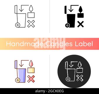 Never throw hot wax in trash bin manual label icon Stock Vector
