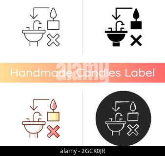 Never throw hot wax down sink manual label icon Stock Vector
