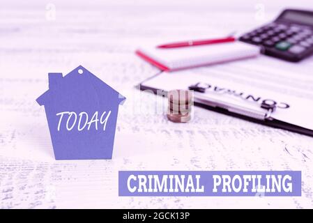Conceptual caption Criminal Profiling. Word for Develop profiles for criminals who not yet apprehended Selling Land Ownership, Investing On New Stock Photo