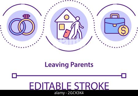 Leaving parents house concept icon Stock Vector