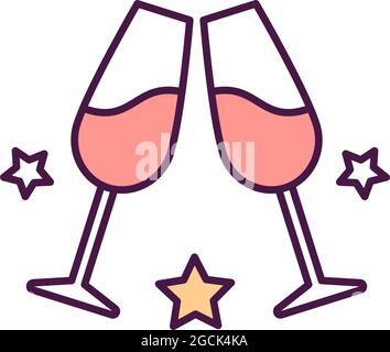 Drinks cheers RGB color icon Stock Vector