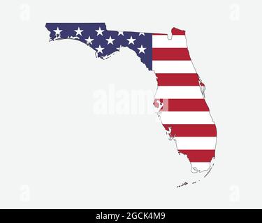 Florida Map on American Flag. FL, USA State Map on US Flag. EPS Vector Graphic Clipart Icon Stock Vector