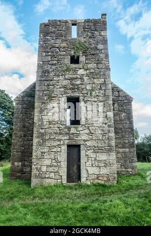 Tower (1504) of the ruined Castle Semple Collegiate Church, founded by John, Lord Sempill, near Lochwinnoch, Renfrewshire, Scotland.