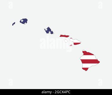 Hawaii Map on American Flag. HI, USA State Map on US Flag. EPS Vector Graphic Clipart Icon Stock Vector