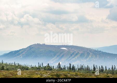 Ski resort in the summer in Swedish mountains Stock Photo