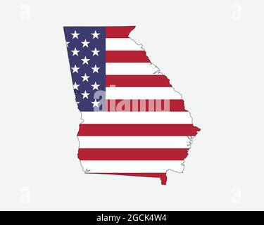 Georgia Map on American Flag. GA, USA State Map on US Flag. EPS Vector Graphic Clipart Icon Stock Vector