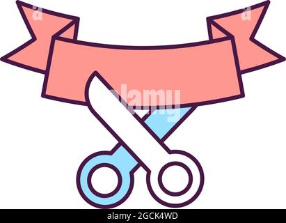 Cutting ribbon RGB color icon Stock Vector