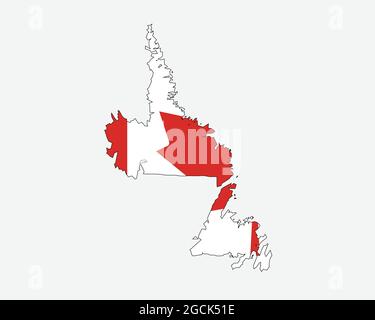 Newfoundland and Labrador Map on Canadian Flag. NL, CA Province Map on Canada Flag. EPS Vector Graphic Clipart Icon Stock Vector