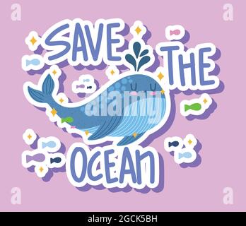 cute whale save the ocean Stock Vector