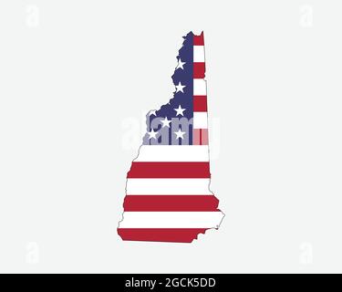 New Hampshire Map on American Flag. NH, USA State Map on US Flag. EPS Vector Graphic Clipart Icon Stock Vector