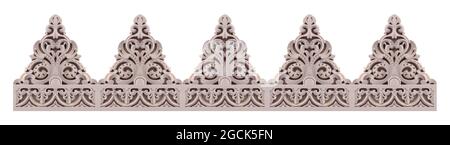 Stone carving of seamless motif pattern isolated on white background Stock Photo