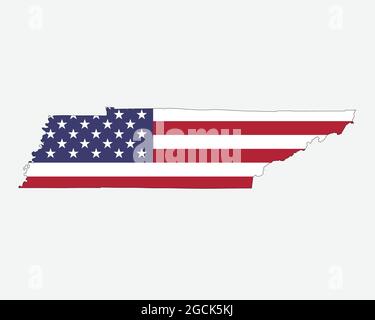 Tennessee Map on American Flag. TN, USA State Map on US Flag. EPS Vector Graphic Clipart Icon Stock Vector