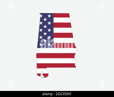 Alabama Map on American Flag. AL, USA State Map on US Flag. EPS Vector Graphic Clipart Icon Stock Vector