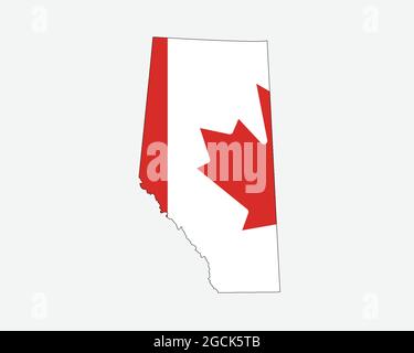 Alberta Map on Canadian Flag. AB, CA Province Map on Canada Flag. EPS Vector Graphic Clipart Icon Stock Vector