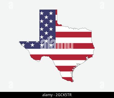 Texas Map on American Flag. TX, USA State Map on US Flag. EPS Vector Graphic Clipart Icon Stock Vector