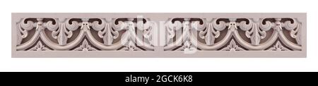 Stone carving of seamless motif pattern isolated on white background Stock Photo