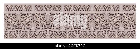 Stone carving of seamless motif pattern isolated on white background Stock Photo