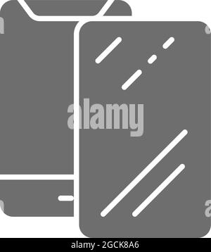 Vector protective glass on smartphone grey icon. Stock Vector