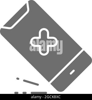 Smartphone drop, phone crash, drop test grey icon. Stock Vector