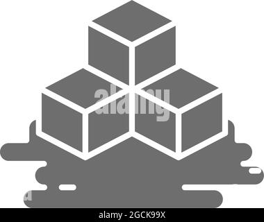 Three ice cubes grey icon. Isolated on white background Stock Vector