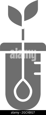 Vector seed germination, DNA plant grey icon. Stock Vector